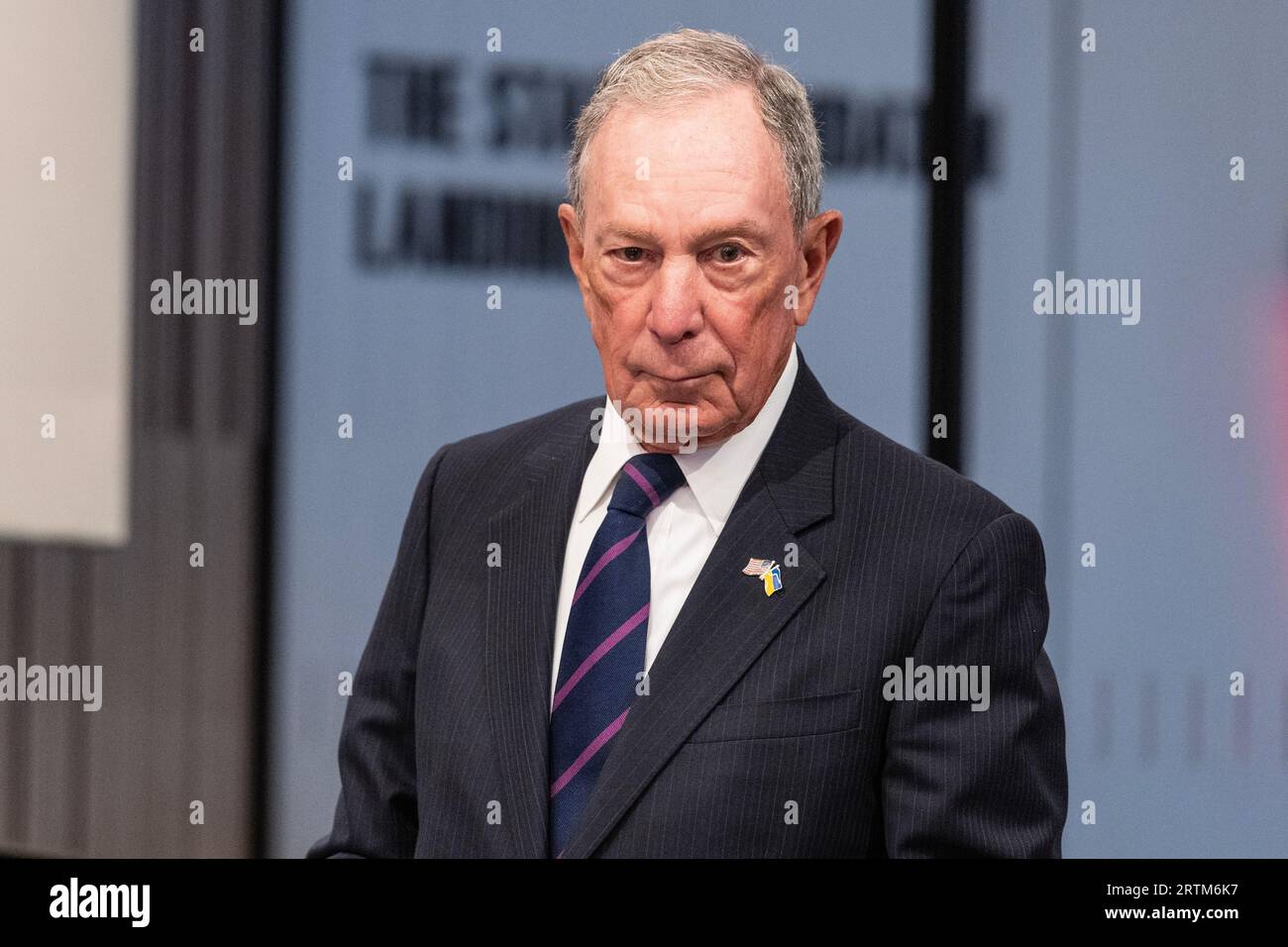 Michael Bloomberg partecipa all'apertura dell'evento stampa del Perelman Performing Arts Center e al taglio del nastro a New York il 13 settembre 2023 Foto Stock