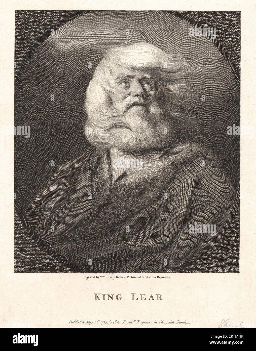 King Lear, incisione di William Sharp in onore di Sir Joshua Reynolds 1783 Foto Stock