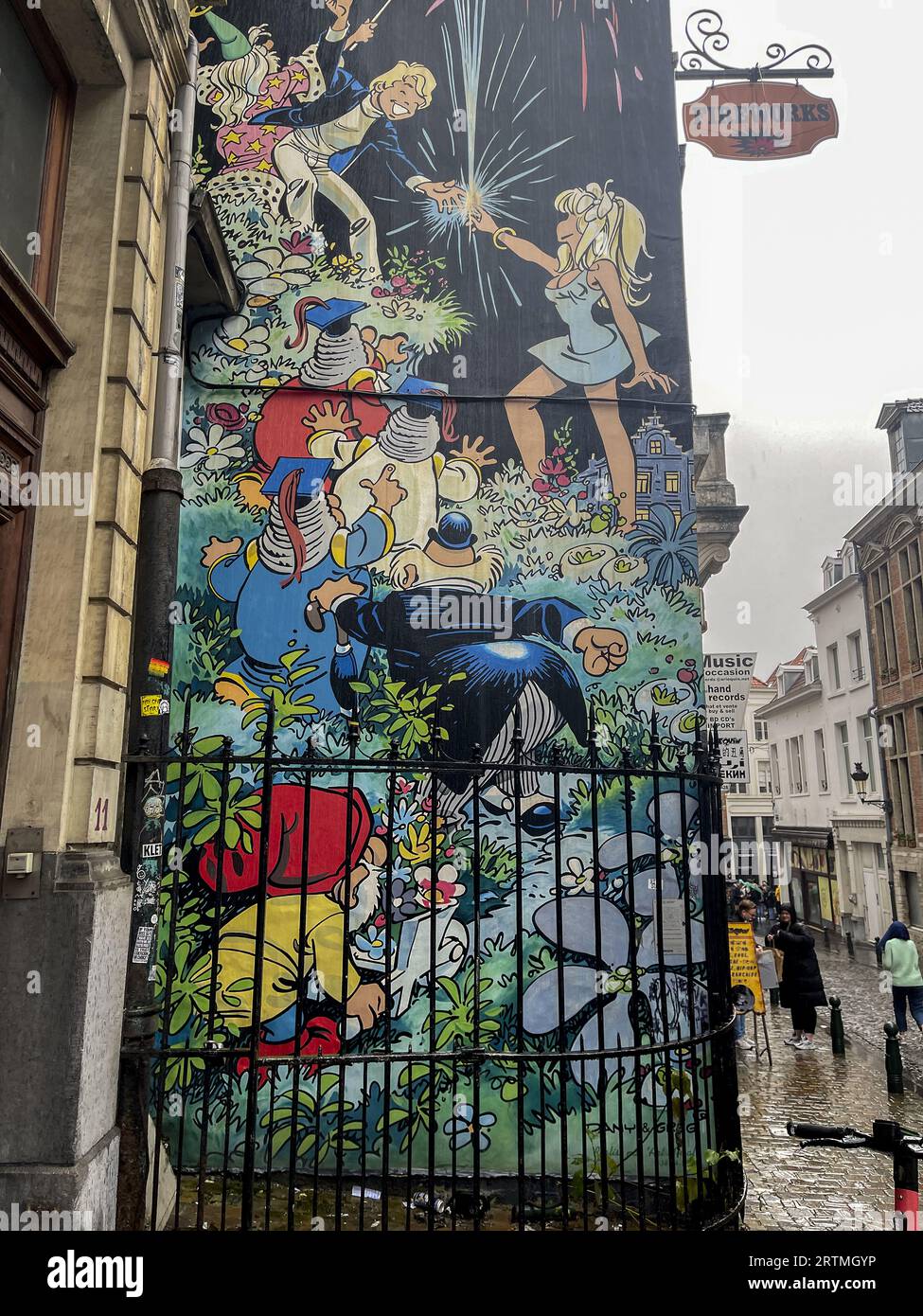 Street art a Bruxelles, Belgio. Fumetto di Dany & Greg Foto Stock