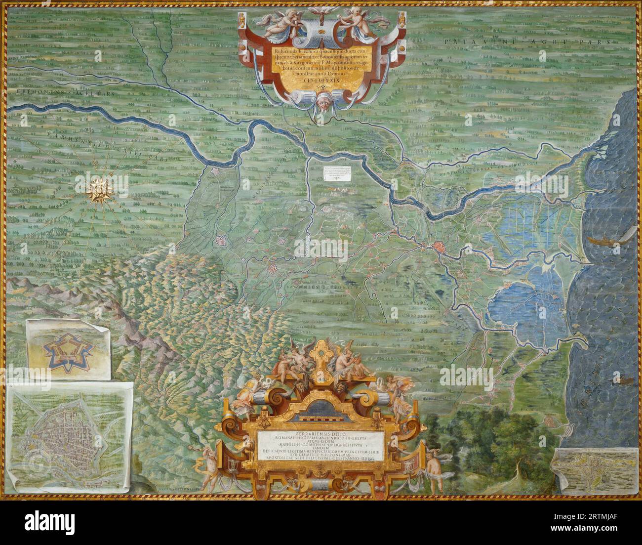 Mappe del mondo antico HQ – Mappa del Ducato di Ferrara 1581 Foto Stock
