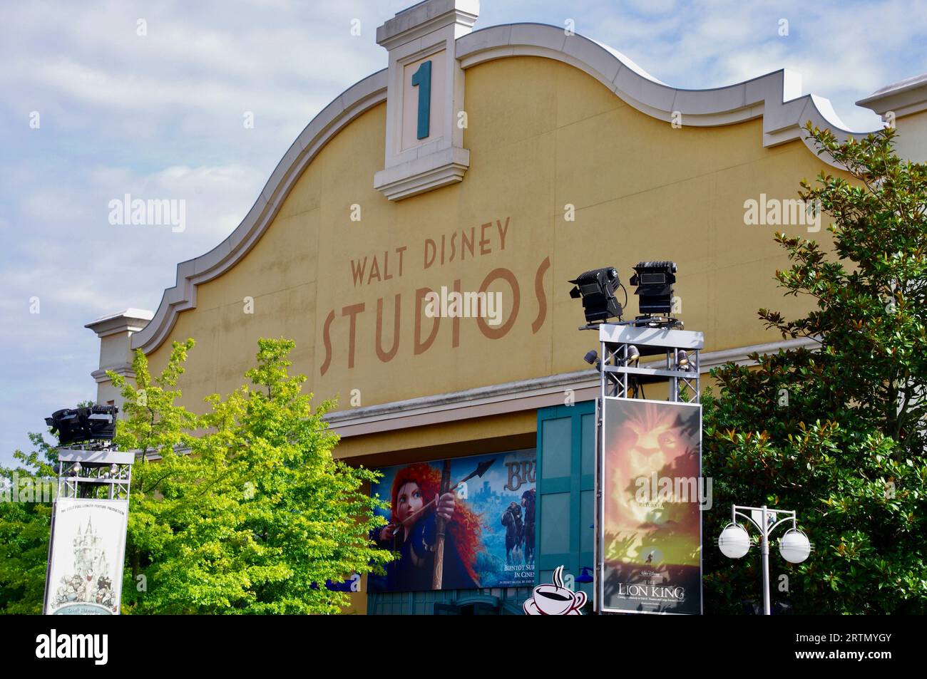 Insegna Walt Disney Studios a Disneyland Paris. Parigi, Francia. Foto Stock