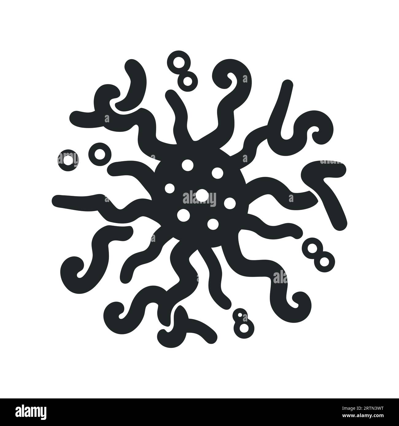 Icona nera di batteri o virus Illustrazione Vettoriale
