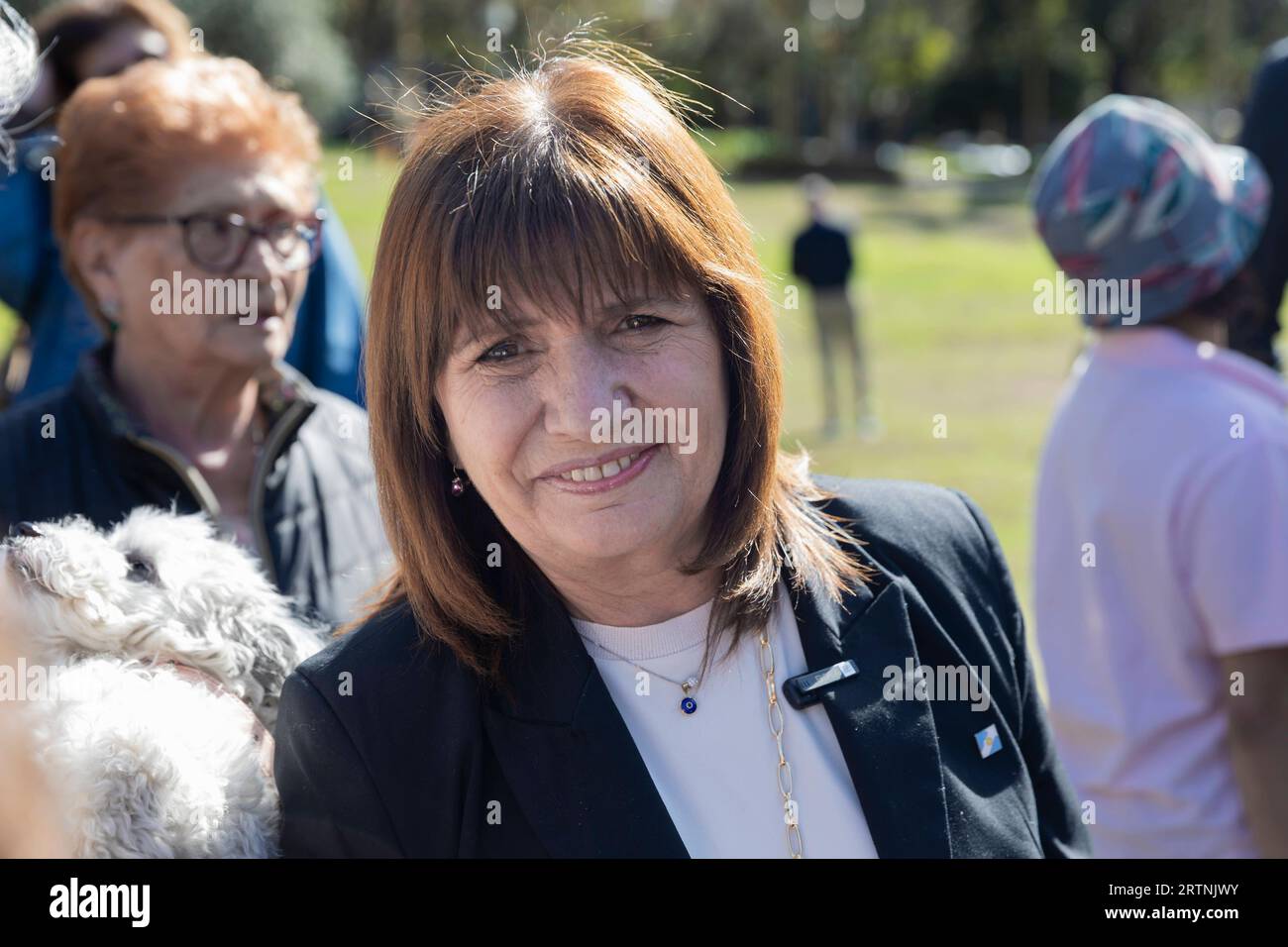 Campagna presidenziale di Patricia Bullrich. La candidata presidenziale della coalizione politica Juntos por el cambio insieme per il cambiamento, Patricia Bullrich, ha presentato nuovi leader della coalizione ad un evento nel quartiere di Belgrano. Nella foto: Patricia Bullrich durante l'evento. Buenos Aires Argentina Copyright: XImagoxImages/EstebanxOsoriox EstebanOsorio-5958 Foto Stock