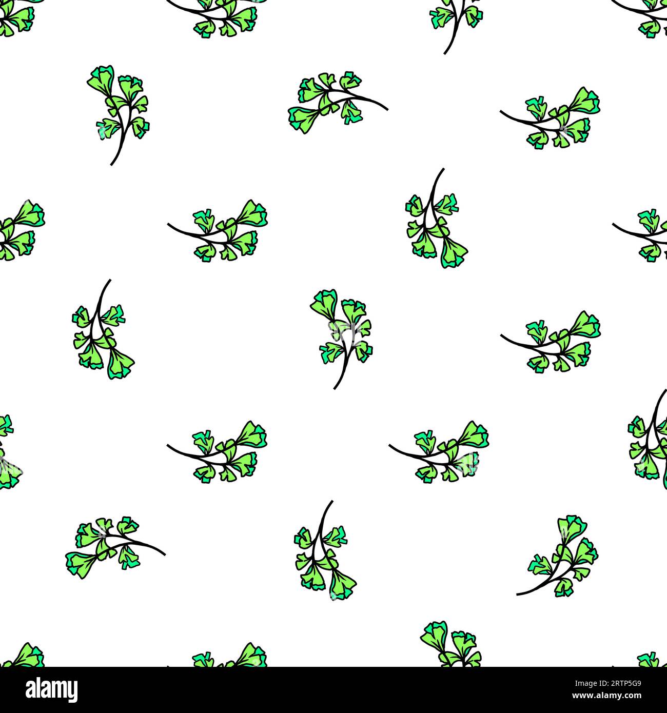 Il ginkgo floreale lascia un motivo senza cuciture per il design tessile.sfondo vettoriale Illustrazione Vettoriale