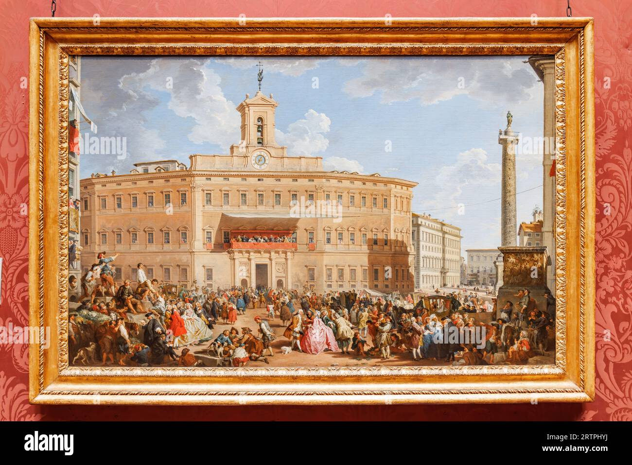 Dipinto la lotteria in Piazza di Montecitorio, di Giovanni Paolo panini, alla National Gallery of London, Regno Unito. Olio su tela che mostra un la Foto Stock