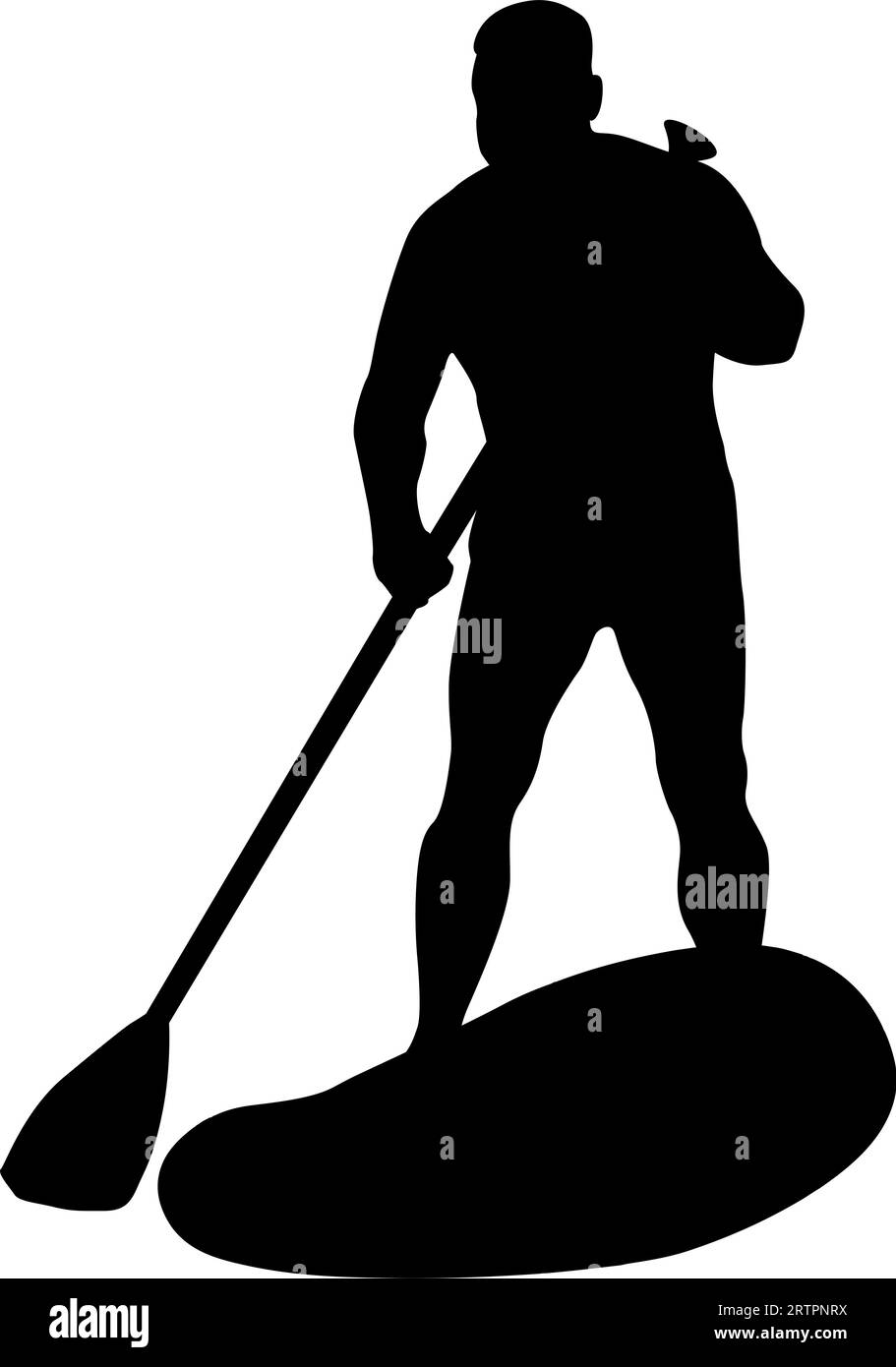 Silhouette della barca e dei remi Sport Sup. su sfondo bianco. Illustrazione Vettoriale