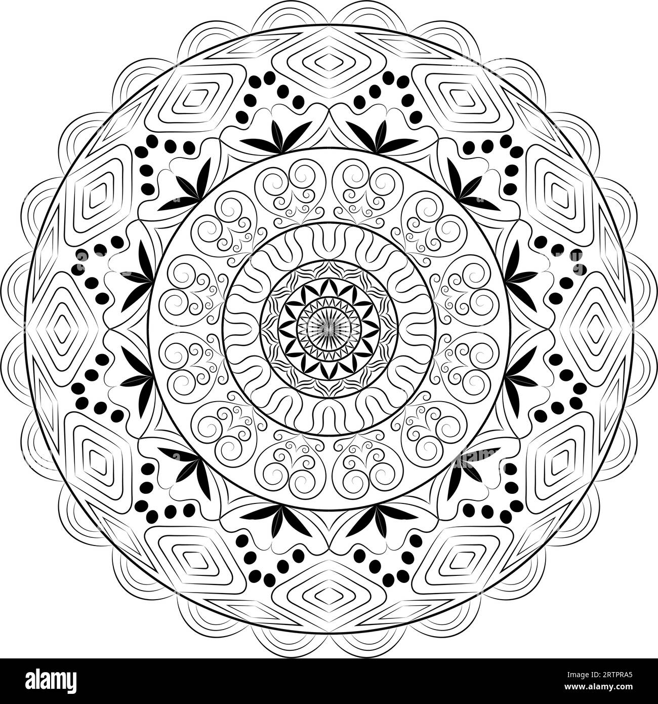 Un mandala floreale in un cerchio. Illustrazione Vettoriale