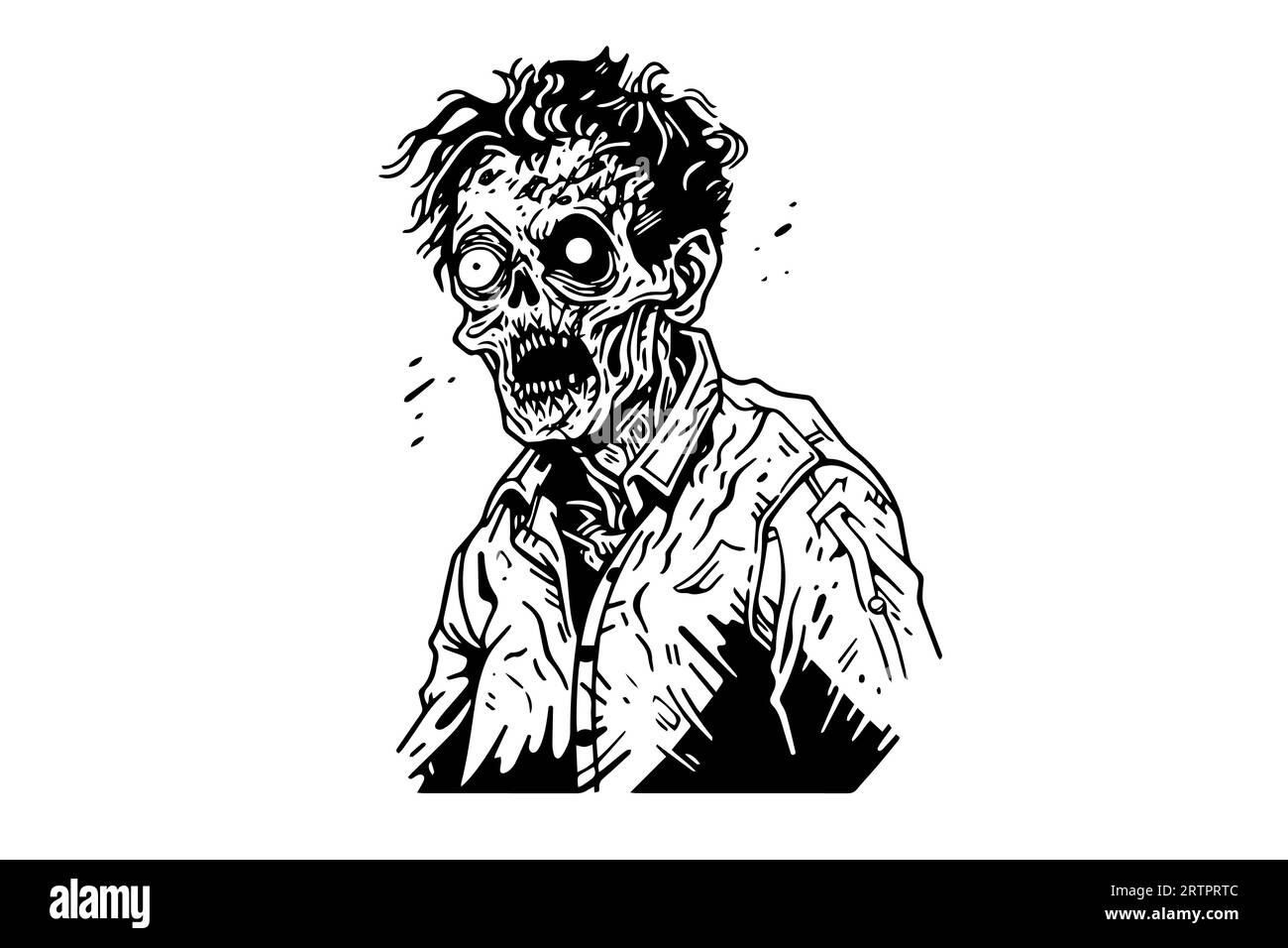 Sketch con inchiostro zombie. Illustrazione vettoriale di disegno a mano morta mobile. Illustrazione Vettoriale