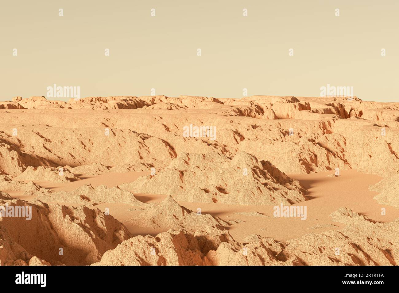 Illustrazione 3d del paesaggio marziano con montagne e rocce Foto Stock