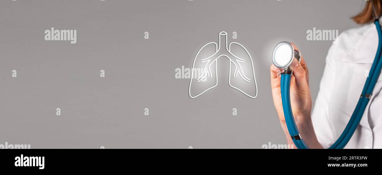 Salute dei polmoni, polmonologia, concetto di controllo medico. Controllo malattie polmonari, polmonite, asma, tubercolosi. Organo respiratorio Foto Stock