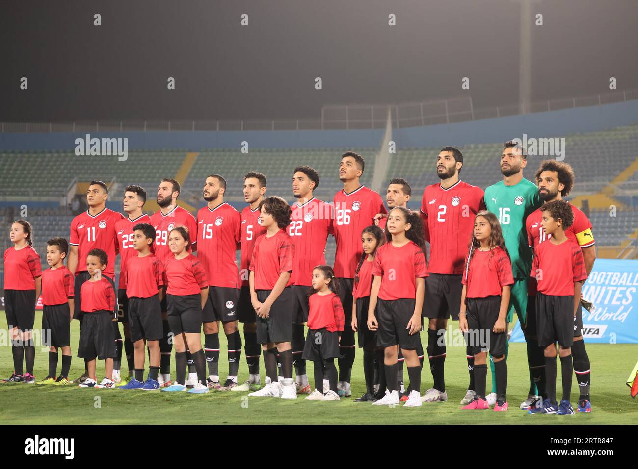 Egitto, il Cairo - 12 settembre 2023 - foto della nazionale egiziana : Mohamed Salah, Omar Kamal, Tarek Hamed, Mostafa Mohamed, Ali Gabr Mossad, Hamdi Fathi, Foto Stock