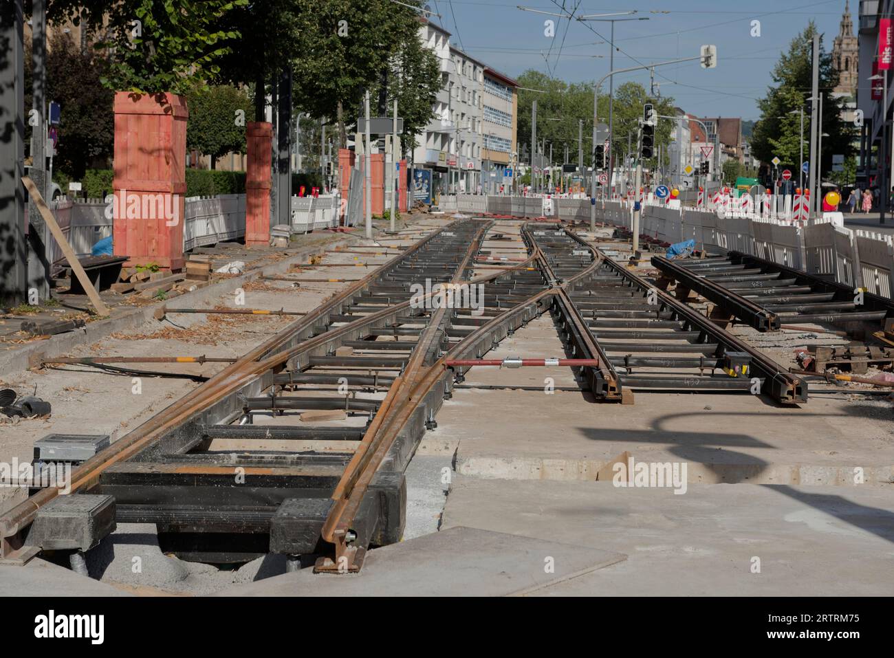 Lavori di costruzione, lavori di binari, S-Bahn, distretto della stazione, Heilbronn, Neckar, valle del Neckar, Heilbronn-Franken, Baden-Wuerttemberg, Germania Foto Stock