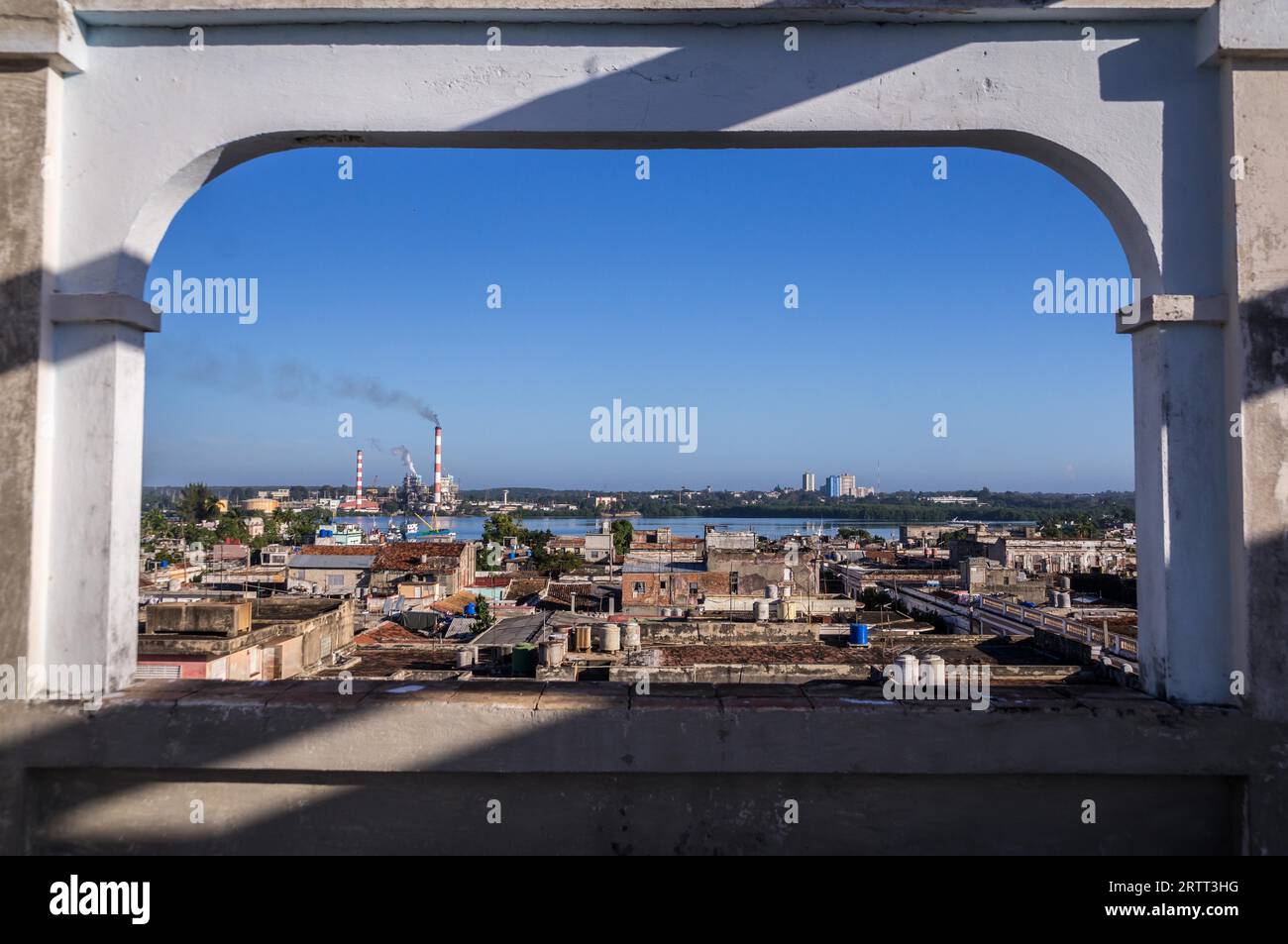 Vista aerea da Palacio Ferrer oltre a Cienfuegos, Cuba Foto Stock