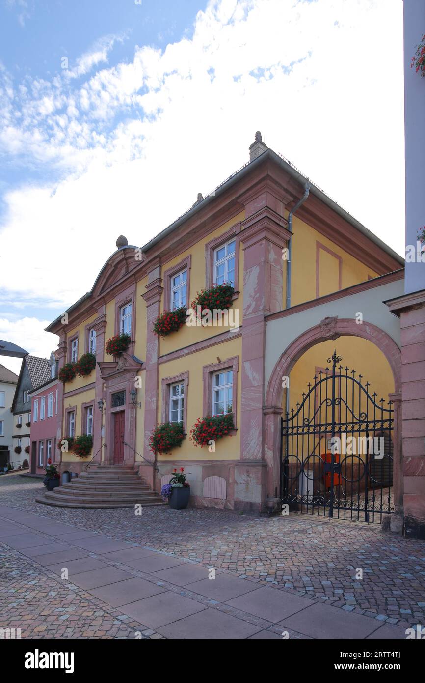 Historic Old Post Office, Post Office, Municipio, Engelplatz, Miltenberg, Main, bassa Franconia, Franconia, Spessart, Baviera, Germania Foto Stock