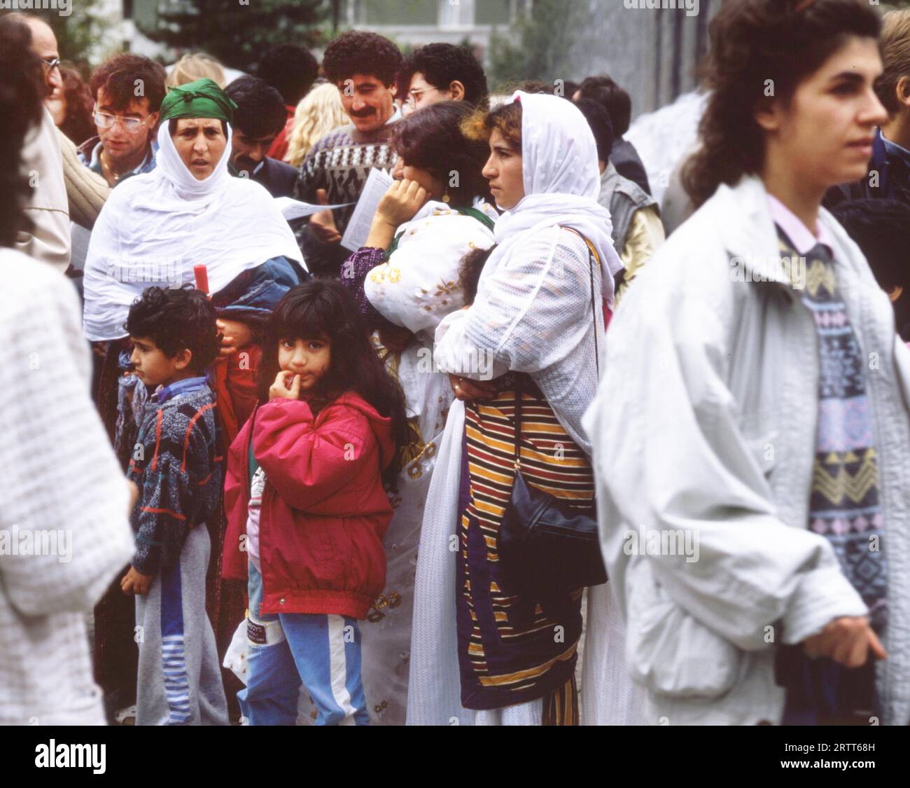 DEU, Germania: Le diapositive storiche dei tempi 80-90, area della Ruhr.movimento per la pace. Famiglie turche.80 Foto Stock