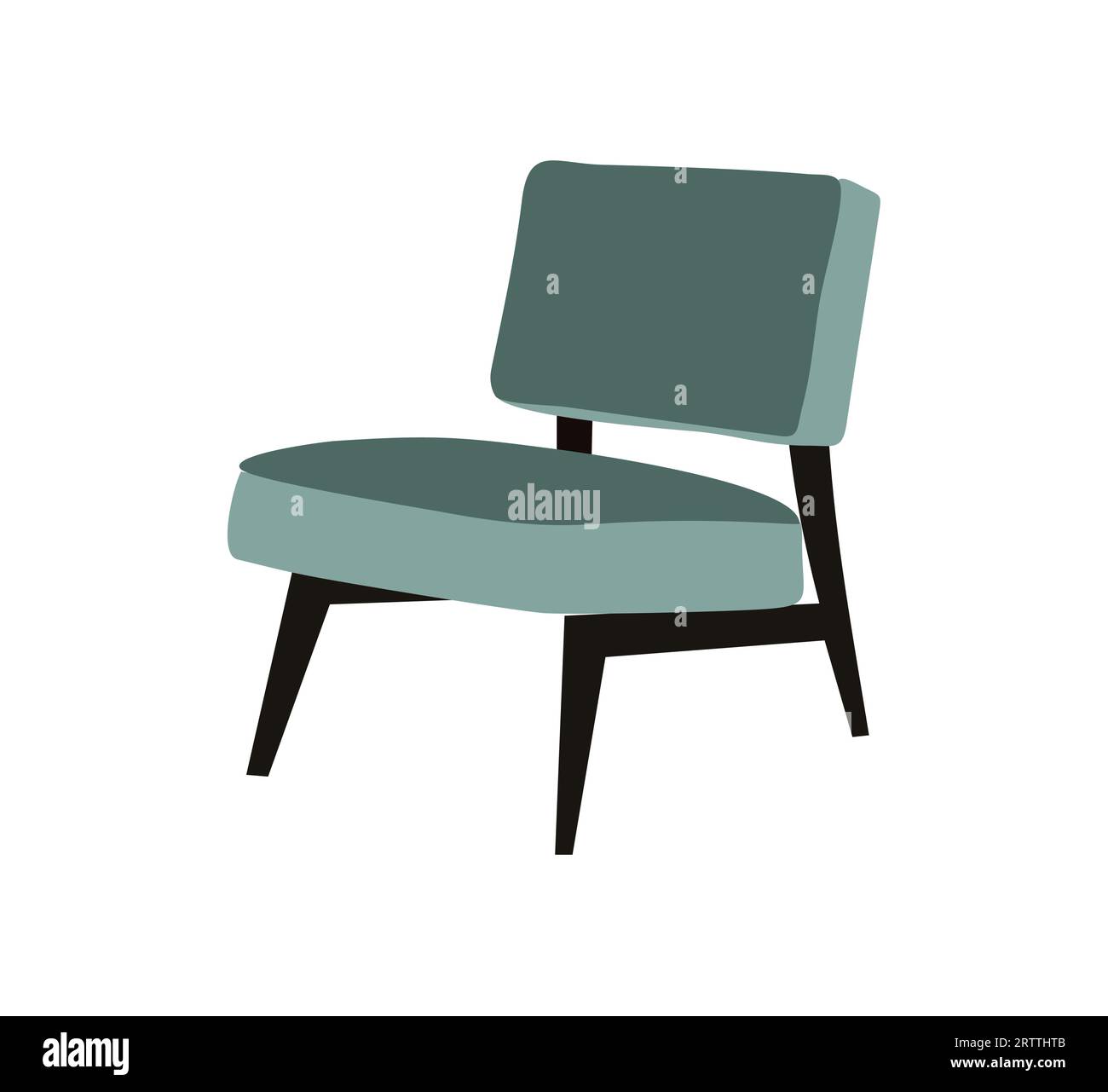 Elegante sedia morbida color ottanio d'epoca con isolamento vettoriale. Illustrazione Vettoriale