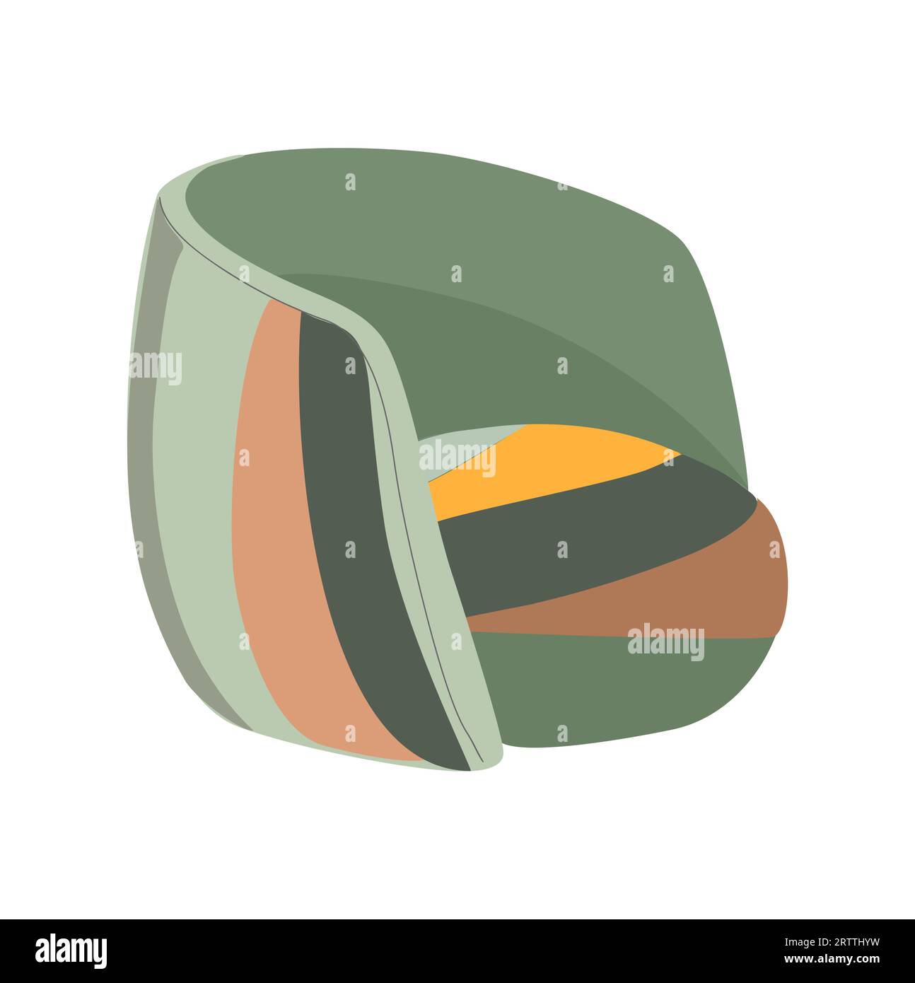 Elegante e moderna poltrona verde Vector su bianco. Illustrazione Vettoriale