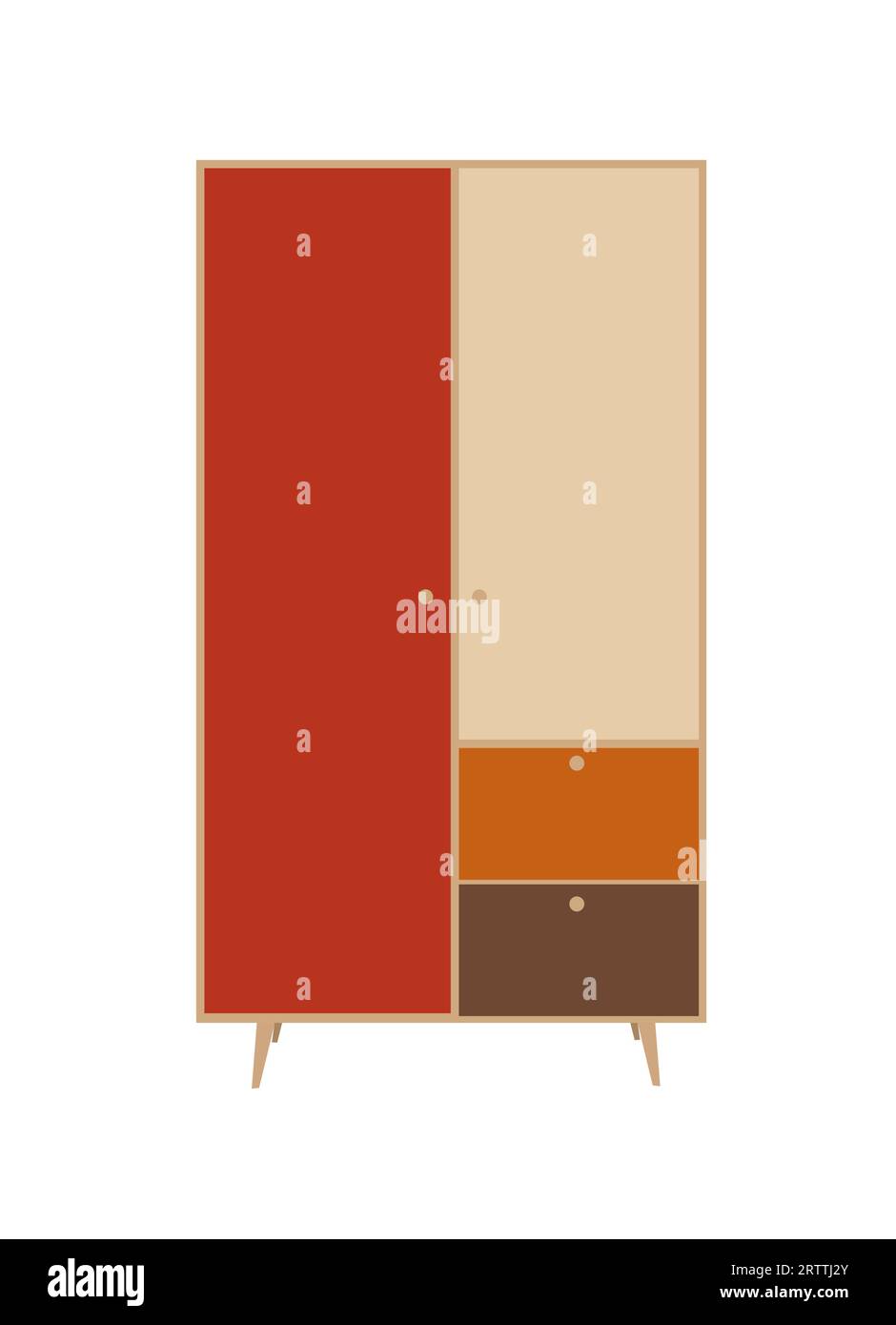 Armadio a muro, armadietto in legno vettoriale bianco. Illustrazione Vettoriale
