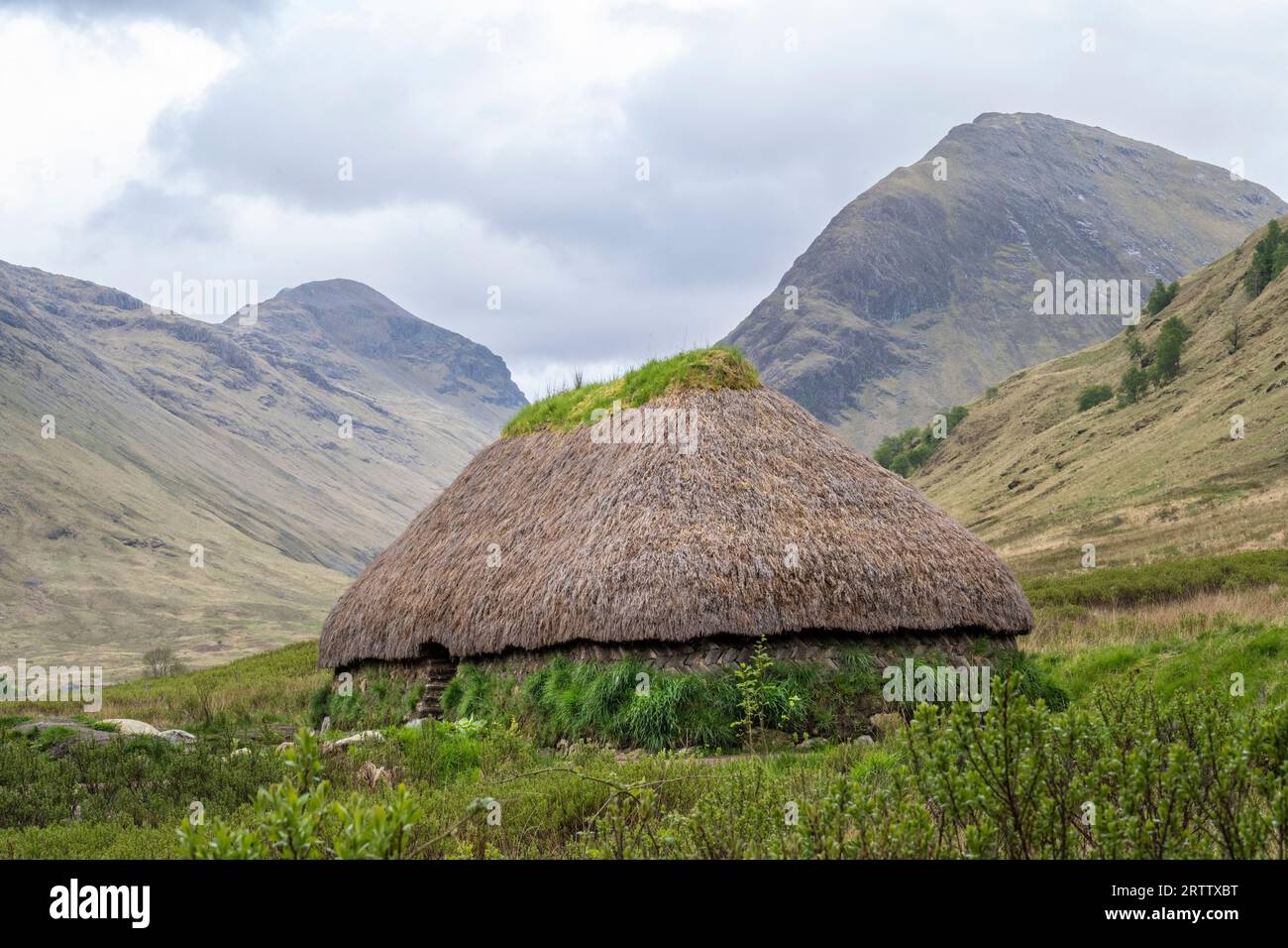 Terra tradizionale costruita a Glencoe in Scozia Foto Stock