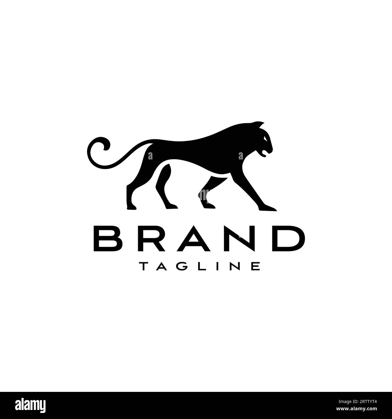 Silhouette con logo Jaguar Leopard Puma Lion Panther Cheetah Tiger. illustrazione vettoriale su sfondo bianco Illustrazione Vettoriale