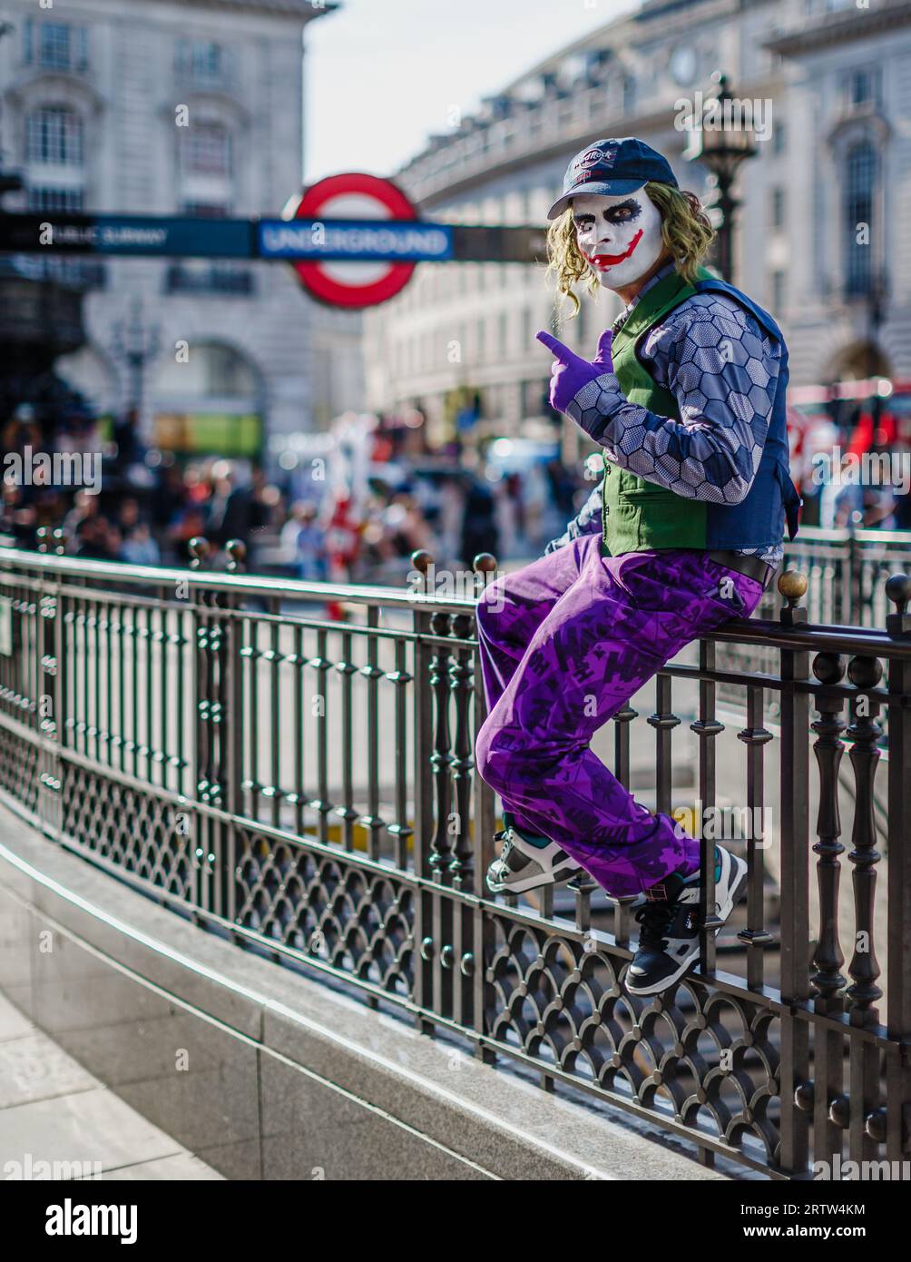 Il Joker nel Piccadilly Circus di Londra. Foto Stock