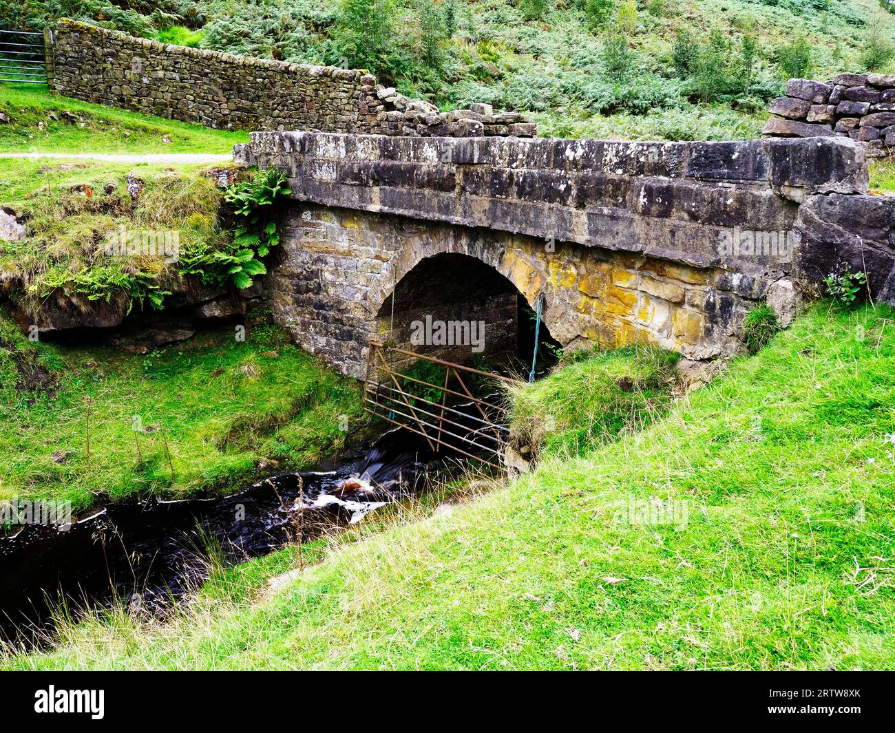 Brandstone Dub Bridge sulla Nidderdale Way vicino al Pateley Bridge Nidderdale AONB North Yorkshire Inghilterra Foto Stock