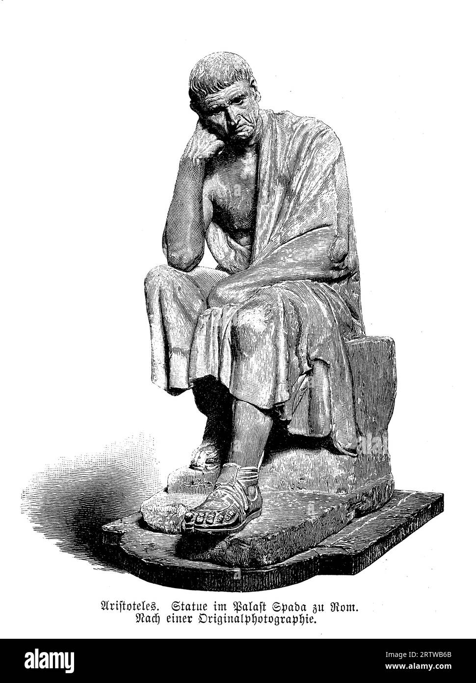 Aristotele (384-322 a.C.) antico filosofo greco, scienziato e polimatematico che diede contributi significativi a vari campi della conoscenza. Fu allievo di Platone e in seguito divenne il tutore di Alessandro Magno Foto Stock
