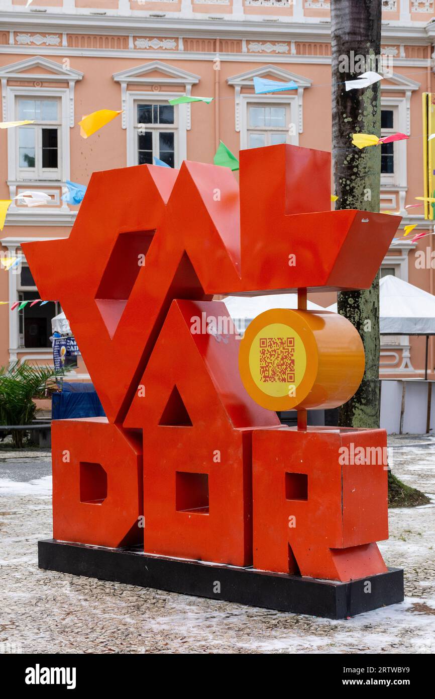 Visualizza il simbolo della grande lettera per Salvador, capitale dello stato di Bahia Foto Stock