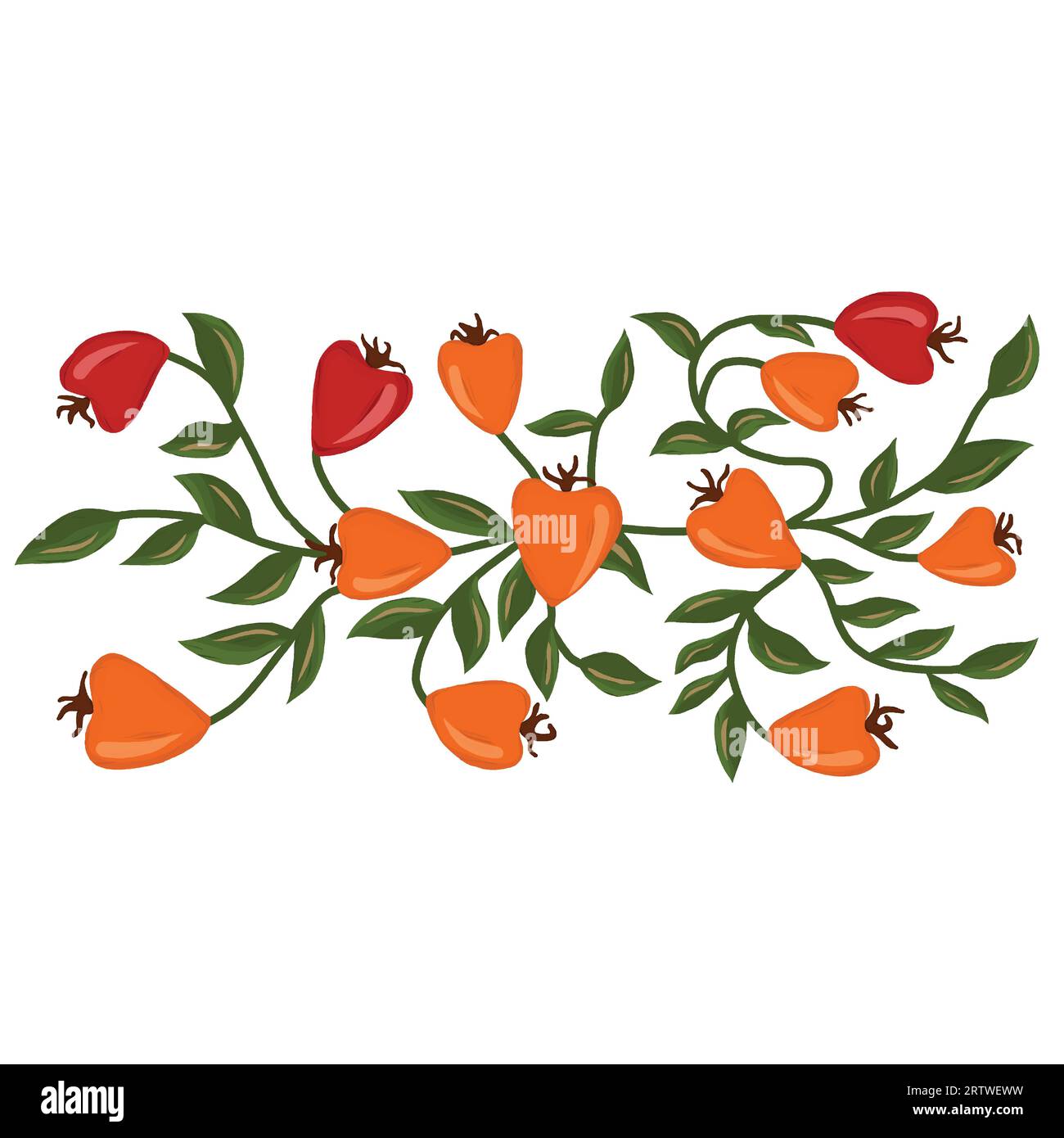 Mazzo di rosa fianchi, mazzo di rosa fianchi rossi e arancio Illustrazione Vettoriale