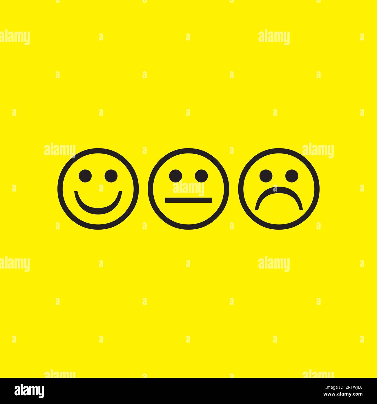 Emoji Vector Happy e Sad su sfondo giallo. Illustrazione Vettoriale