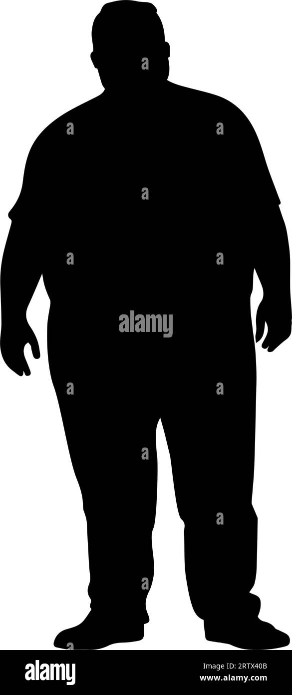 Simbolo dell'icona della silhouette uomo obesa Plus size. Illustrazione vettoriale Illustrazione Vettoriale
