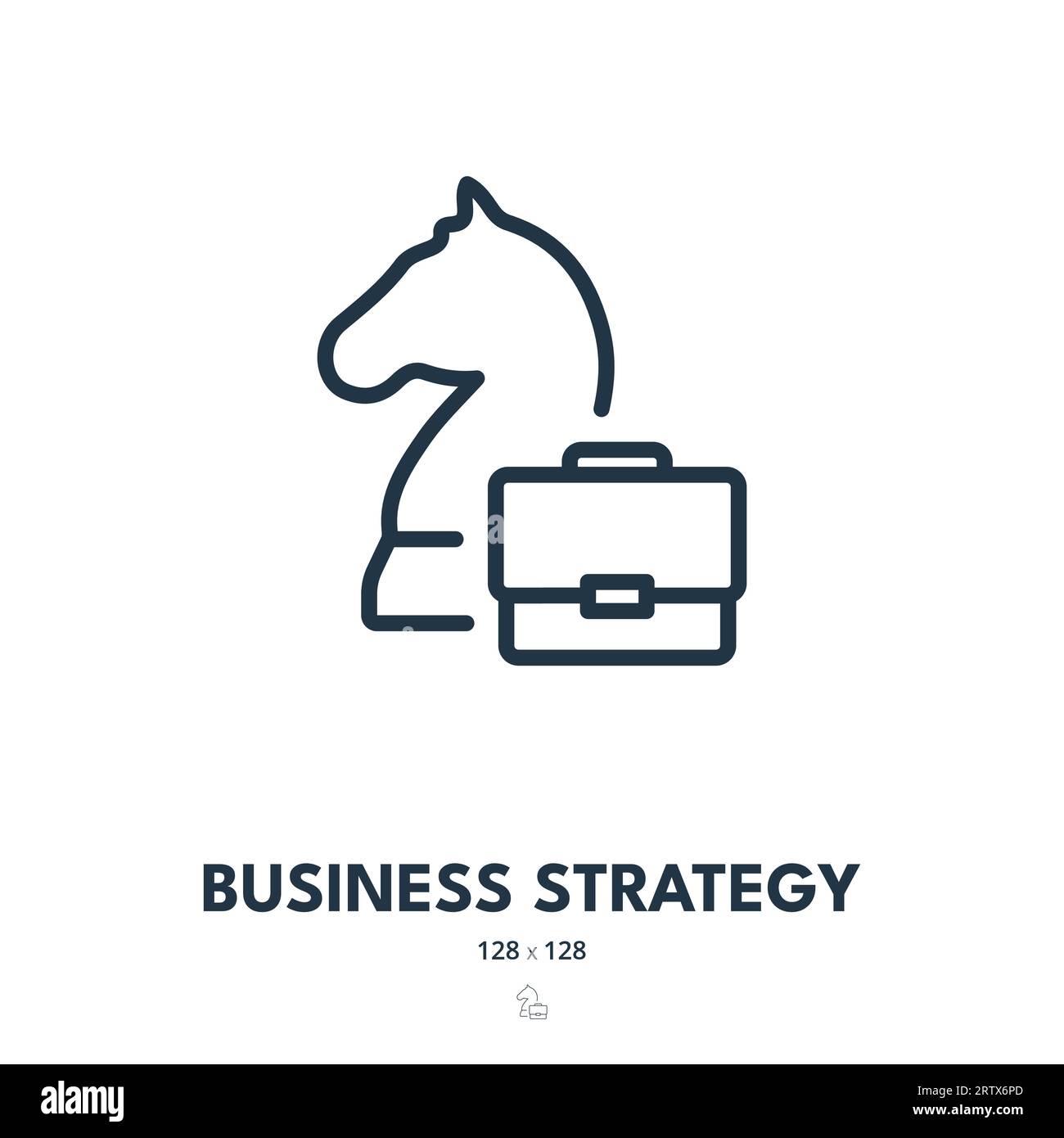 Icona strategia aziendale. Obiettivi, missione, obiettivi. Tratto modificabile. Icona vettore semplice Illustrazione Vettoriale