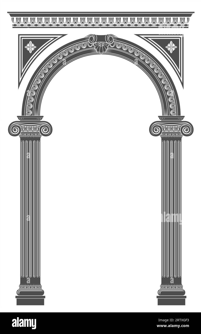 Arco classico con colonne greche ioniche Illustrazione Vettoriale