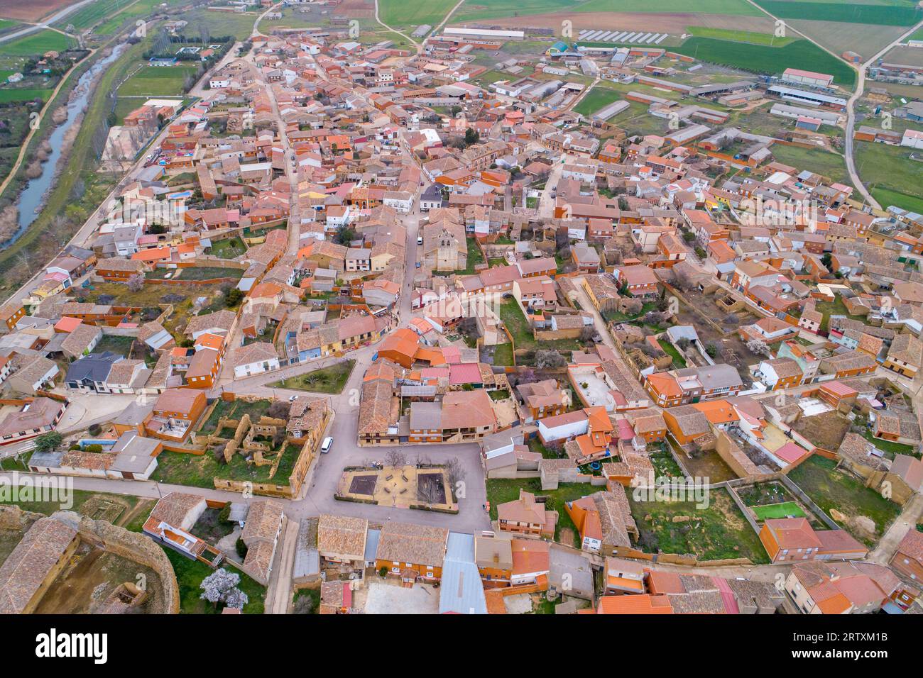 Vista aerea della città di San Pedro de Latarce, Valladolid. Spagna Foto Stock