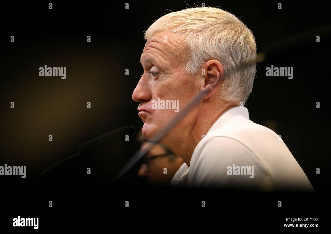 Dortmund, Deutschland. 11 settembre 2023. Firo: 09/11/2023 calcio, calcio, stagione 2023/2024 Francia allenamento allenatore conferenza stampa, ritratto Didier Deschamps credito: dpa/Alamy Live News Foto Stock