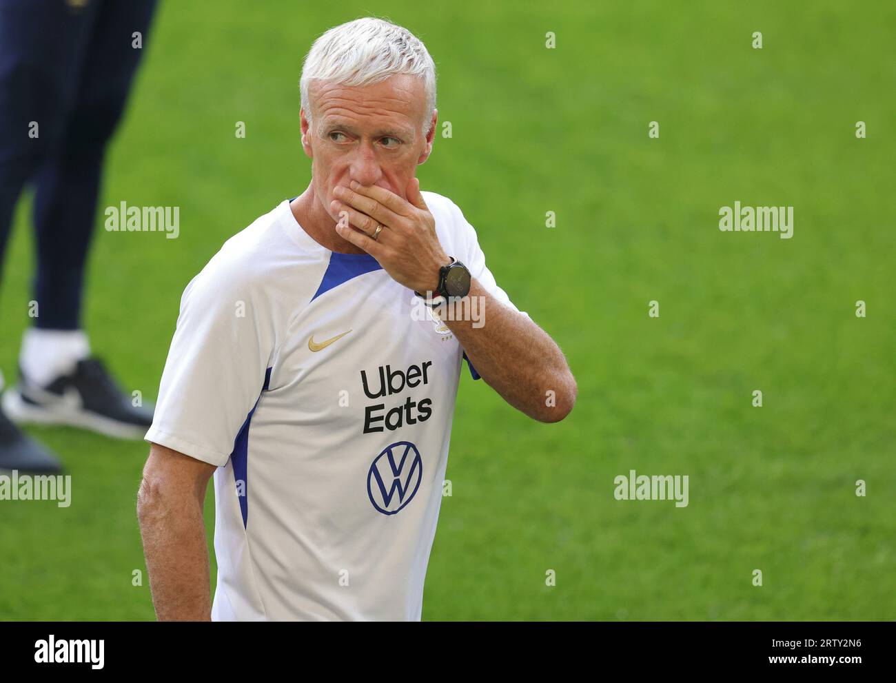 Dortmund, Deutschland. 11 settembre 2023. Firo: 09/11/2023 calcio, calcio, stagione 2023/2024 Francia allenamento allenatore conferenza stampa, gesto Didier Deschamps credito: dpa/Alamy Live News Foto Stock