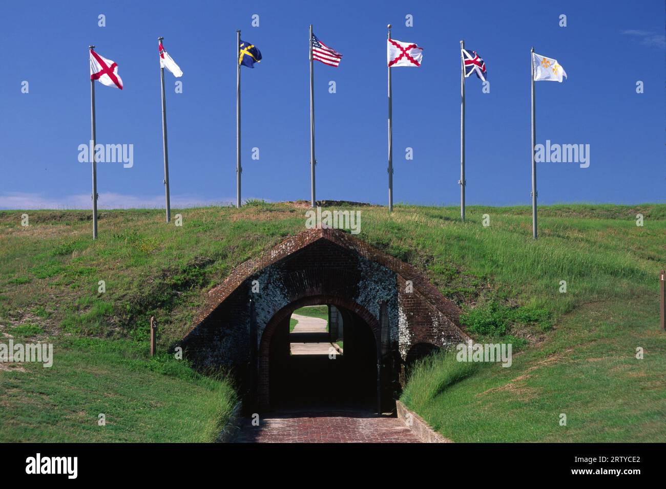 Postern (ingresso tunnel), Fort Morgan State Historic Site, Alabama Foto Stock