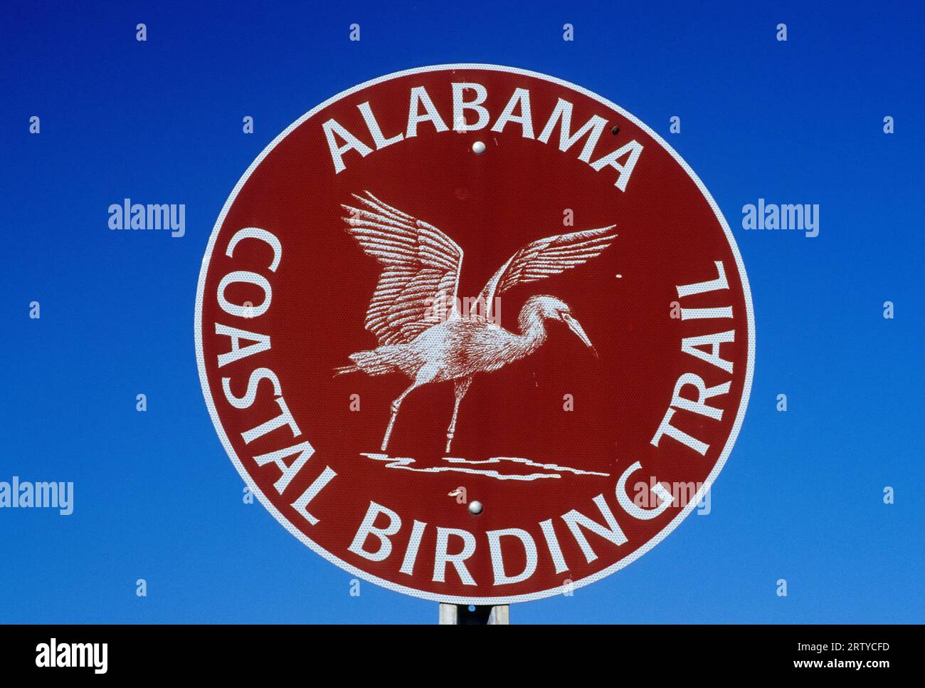 Cartello dell'Alabama Coastal Birding Trail, Bon Secour National Wildlife Refuge, Alabama Foto Stock