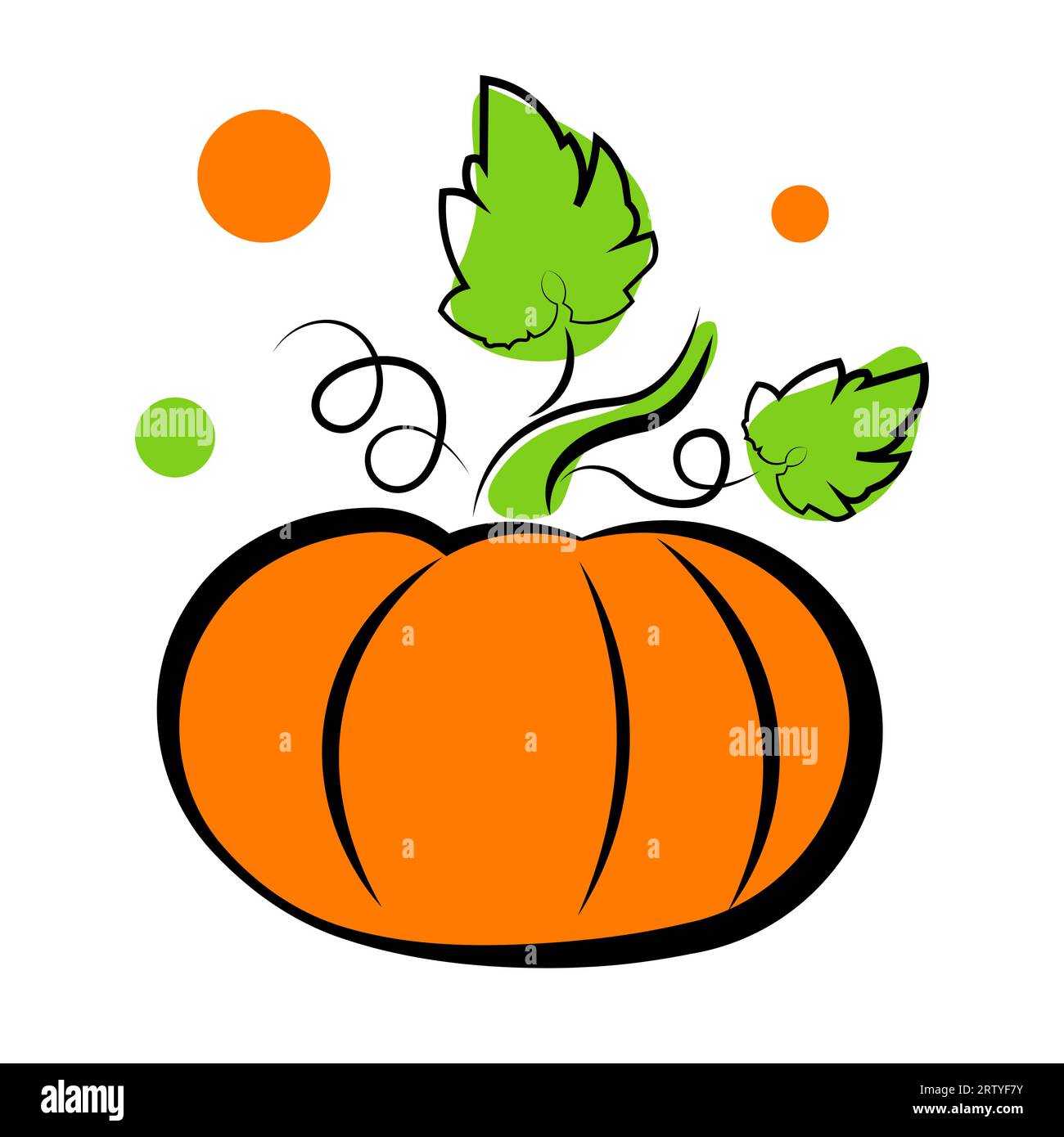 Zucca con foglie su sfondo bianco Illustrazione Vettoriale