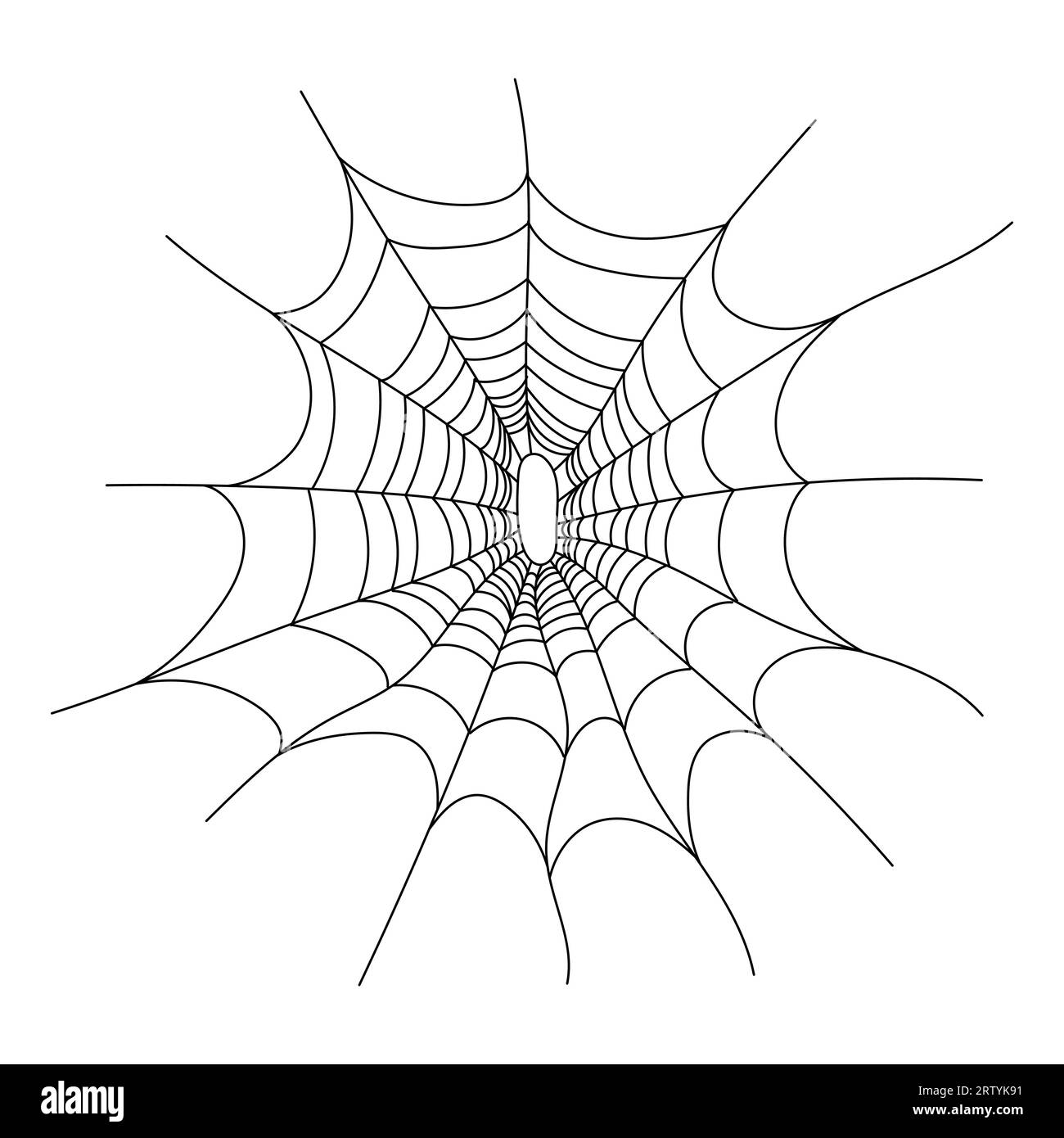 Elemento decorativo cobweb disegnato a mano. Illustrazione vettoriale in stile cartone animato isolato su sfondo bianco. Illustrazione Vettoriale