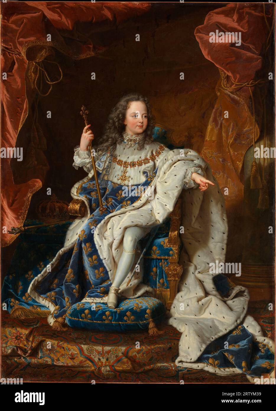 Luigi XV, 1710 – 1774, re di Francia da bambino, dipinto ad olio dell'artista francese Hyacinthe Rigaud, ca. 1716-24 Foto Stock
