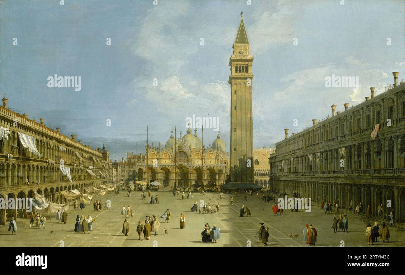Piazza San Marco Venezia, dipinto ad olio dell'artista italiano Canaletto alla fine degli anni '1720 Foto Stock