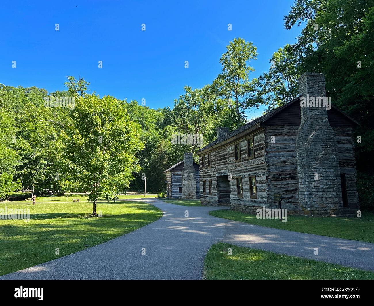 Weaver's Shop e Granny White House nello Spring Mill State Park Foto Stock