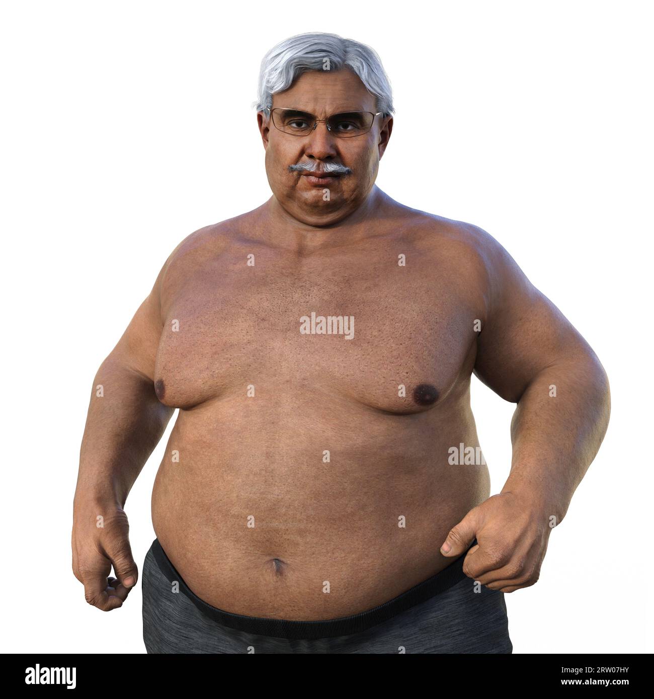 Uomo in sovrappeso, illustrazione Foto Stock