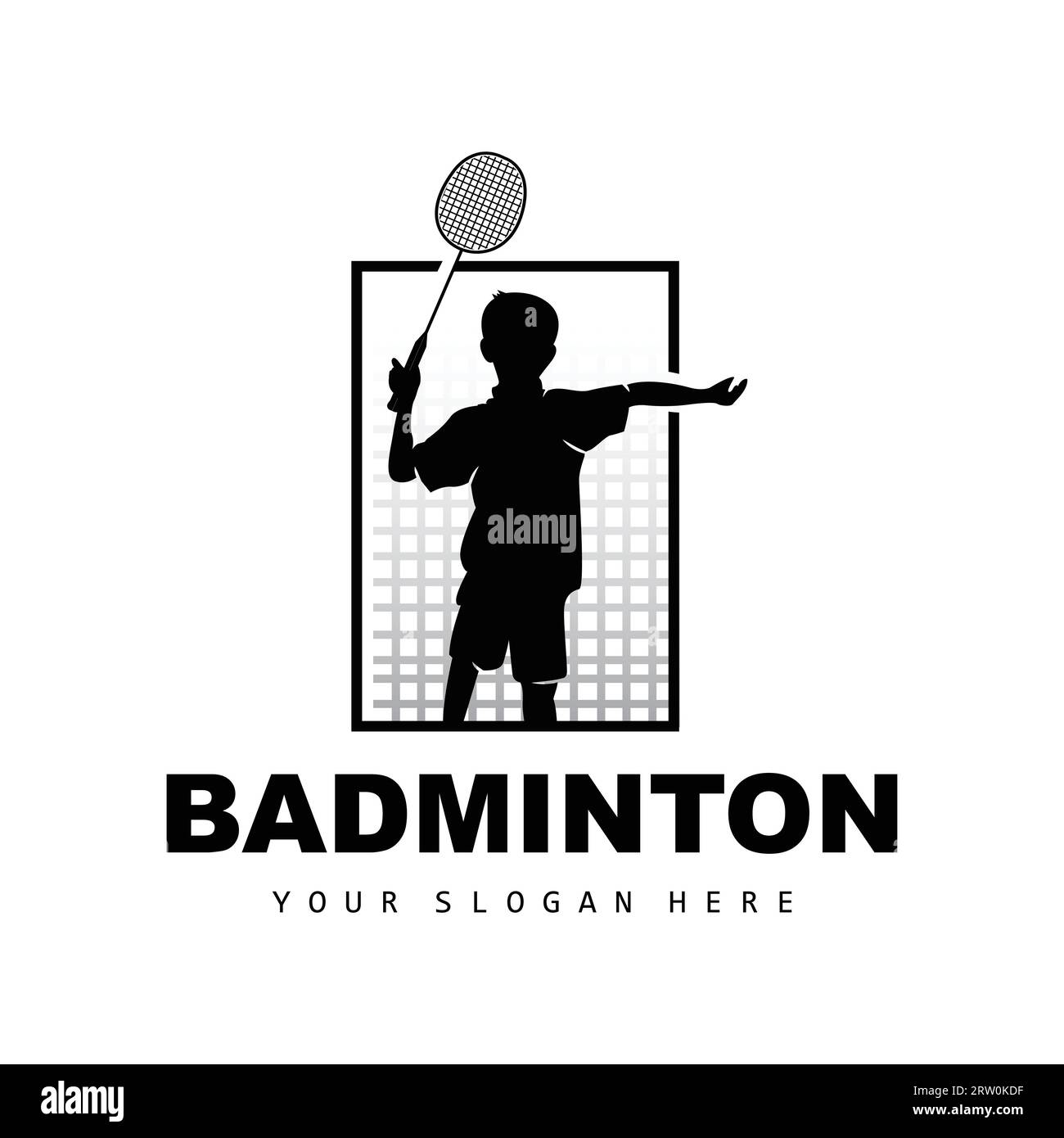 Logo badminton, design a ramo sportivo, collezione Vector Abstract Badminton Players silhouette Collection Illustrazione Vettoriale