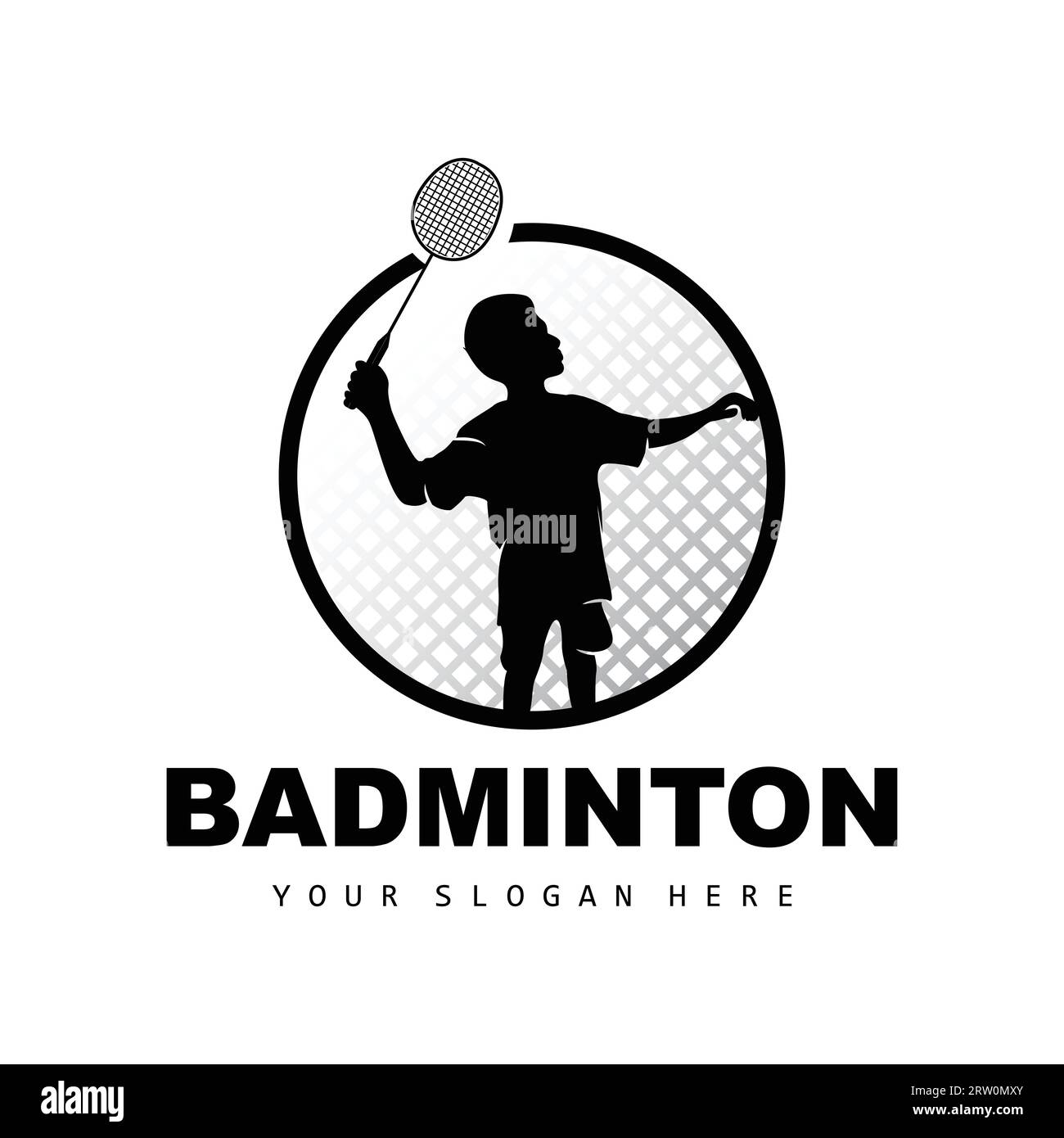 Logo badminton, design a ramo sportivo, collezione Vector Abstract Badminton Players silhouette Collection Illustrazione Vettoriale