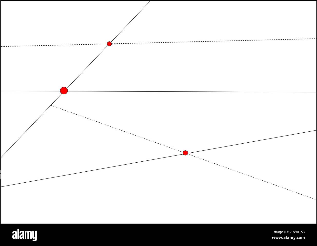 Illustrazione di una struttura di rete con nodi rossi Foto Stock