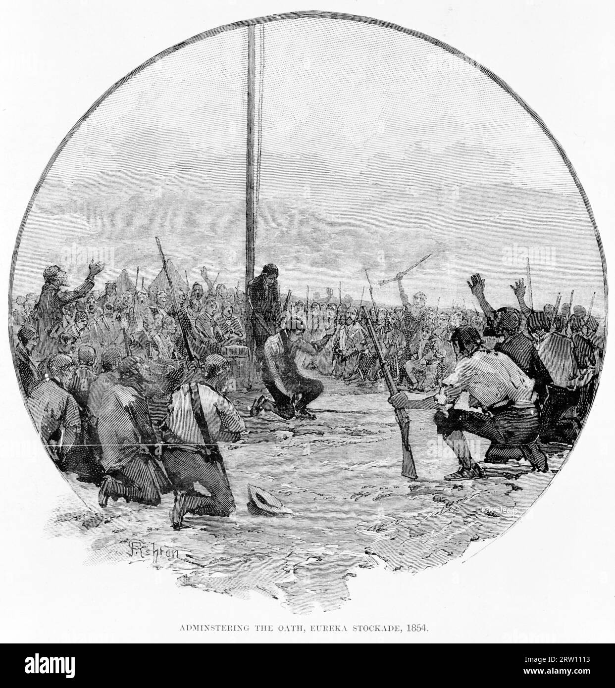 Administering the giuramento, Eureka Stockade, 1854. Foto Stock