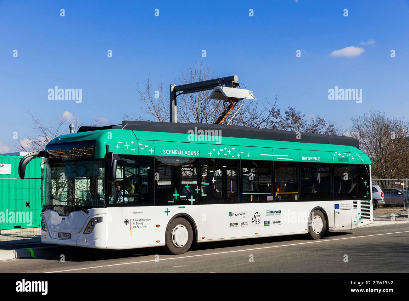 Il primo bus batteria di Dresda in prova Foto Stock