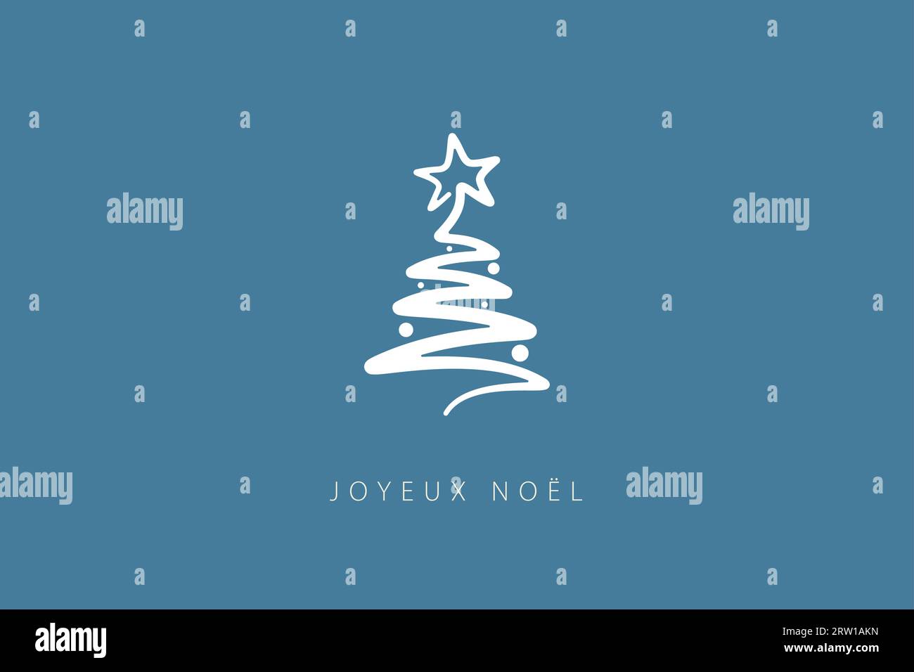 Biglietto d'auguri con scritta di buon Natale in francese (Joyeux Noël) e albero di natale Illustrazione Vettoriale